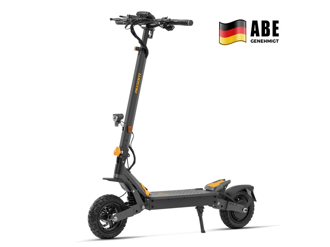 Trotinete Elétrica AUSOM L1 ABE (500 W – Autonomia: 70 Km – Cinzento e Amarelo)